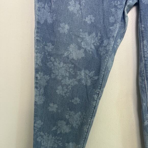 J Jill Womens Floral Denim Slim Straight Jeans Plus Sz 18 Blue Feminine Timeless - Picture 3 of 15